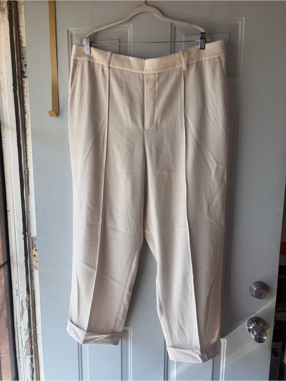 Vince beige pintuck wide leg pants size XXL